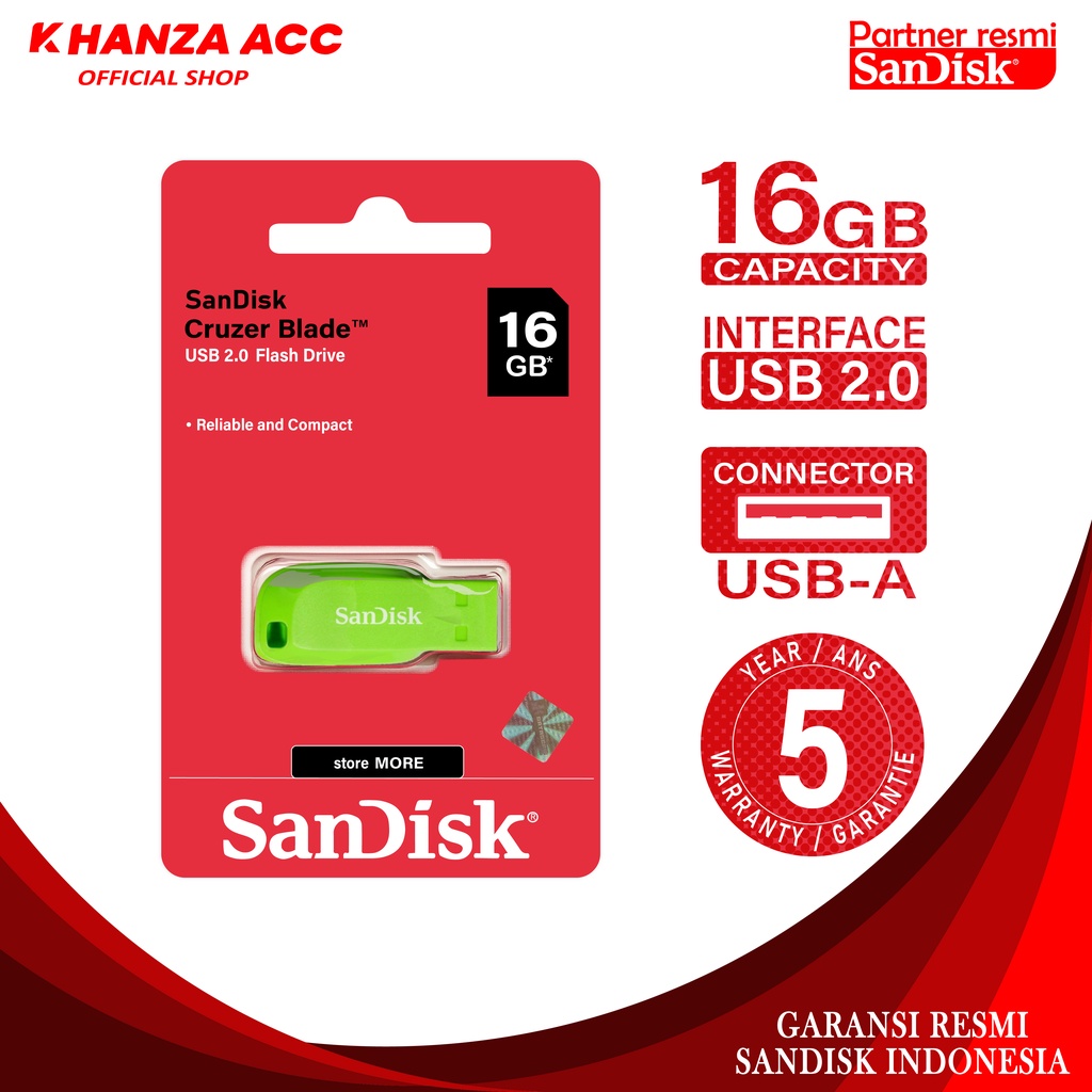 KHANZAACC FLASHDISK SANDISK CRUZER BLADE 16GB