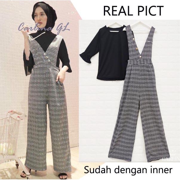 SET OVERALL KOTAK 3 KANCING CARLINA GL