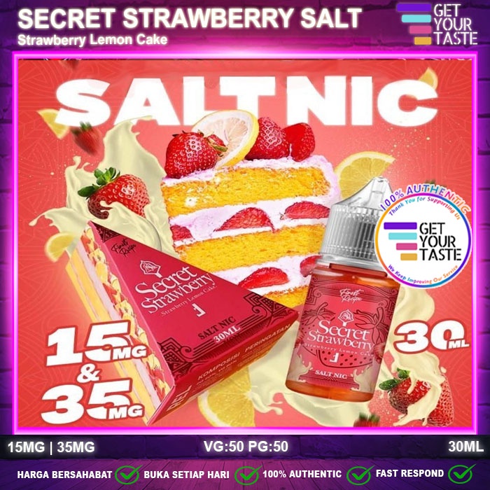 Liquid Secret V2 Salt Nic Strawberry Lemon Cake 30ML Saltnic by Trilogy Brewery x JVape