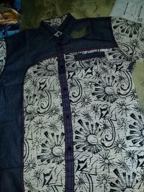 Batik Anak Cowok Kombinasi Jeans Kembaran Anak Ayah