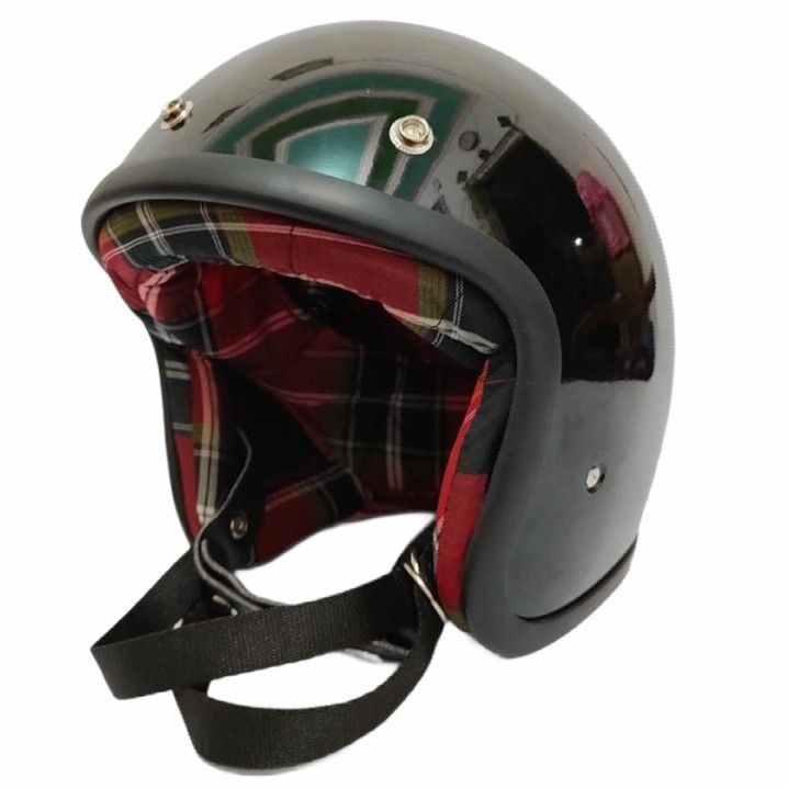 Helm Slim Head Hitam Busa Tartan