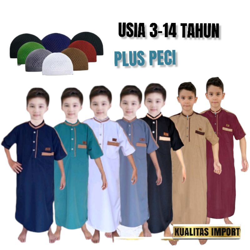 AL-HANIF gamis anak laki laki lengan pendek jubah anak motif terbaru baju koko arabic kids junior