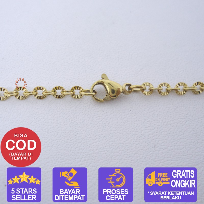 Lovelybutik Rantai Kalung Titanium Nori Donat GOLD ukuran 0,6 panjang 45cm