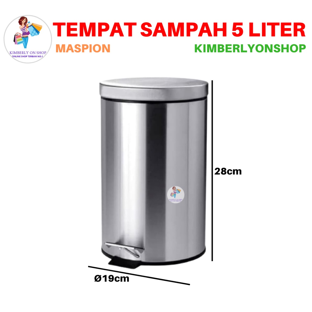 Tempat Sampah Dust Bin Injak Stainless Steel 5 Liter Maspion