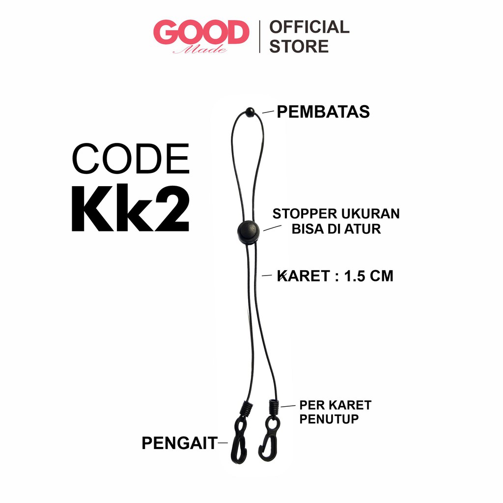 GOOD MADE Strap Masker - Kalung Masker - konektor - Tali Masker elastis Premium Aksesoris Fashion - KK2