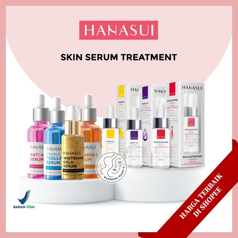 [BPOM] HANASUI Serum Anti Acne | Vit C | Whitening Gold | Vit C+Collagen | Propolis | Bright | Rich