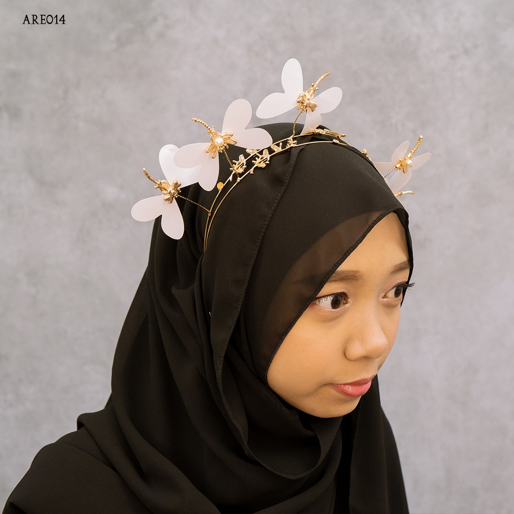 [BISA COD] BANDO WANITA AKSESORIS BRIDAL SHOWER CAPUNG GOLD ARE014