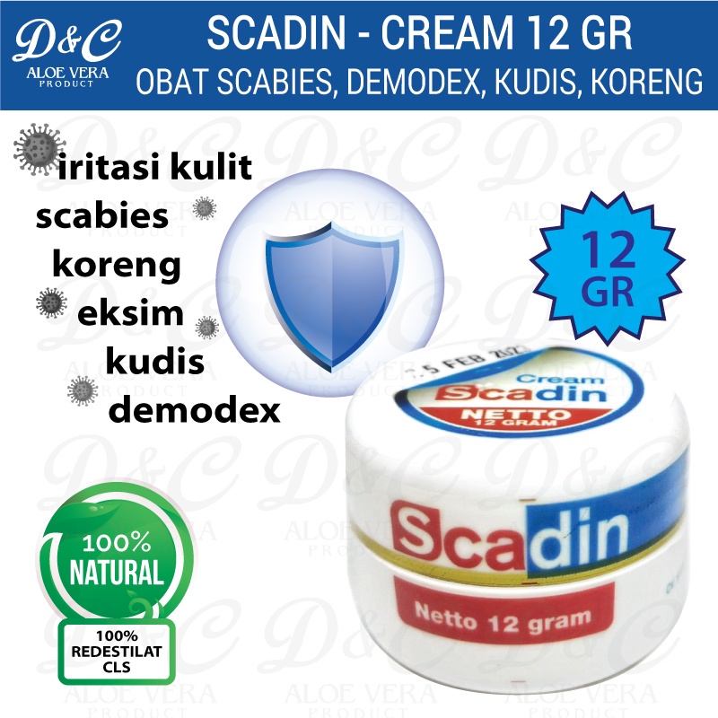 Scadin Cream Obat Scabies Demodex Eksim Koreng Kudis Anjing Kucing 12g