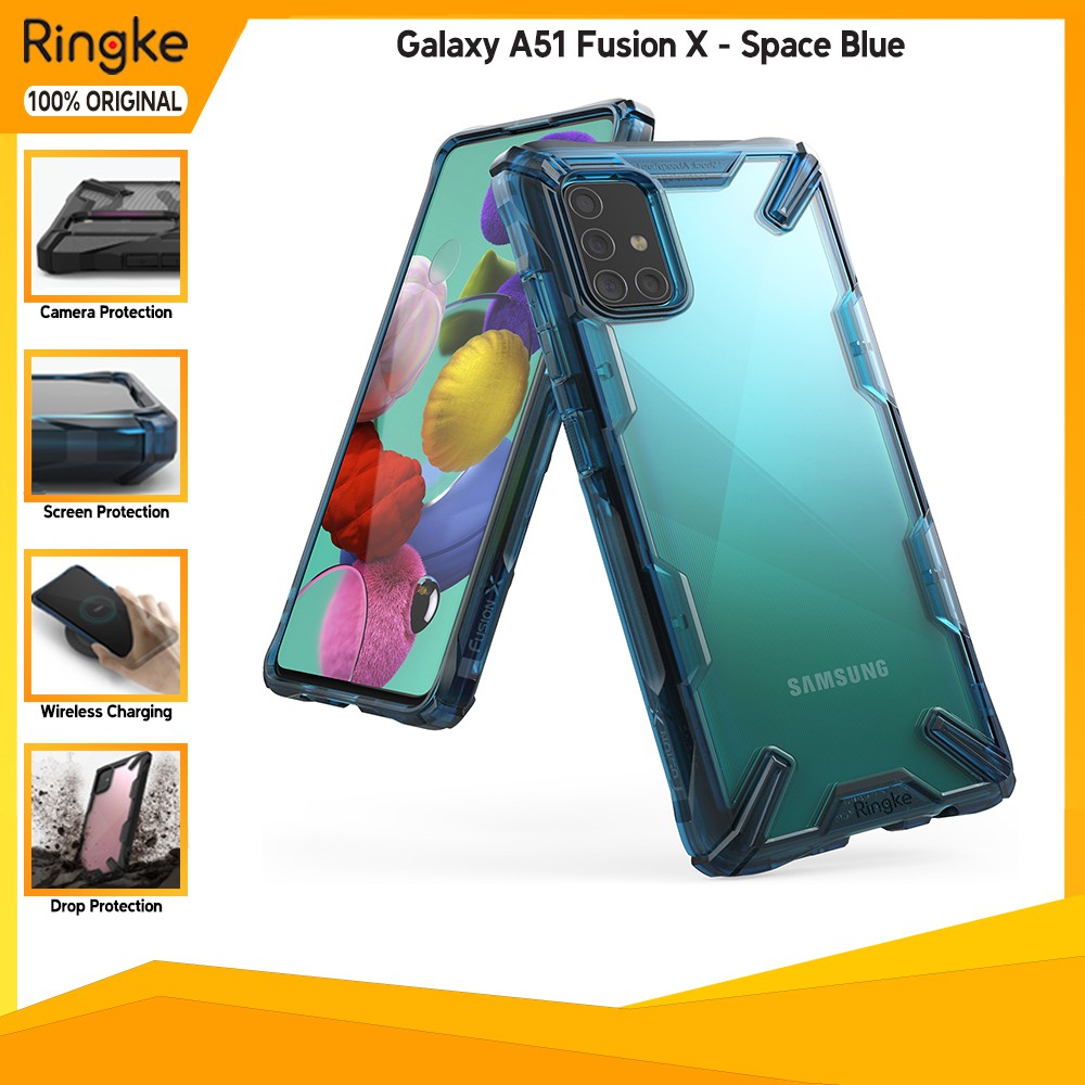 Ringke Casing Samsung Galaxy A51 Fusion X Anti Crack Tahan Banting  Softcase Tipis Military Drop-SpaceBlue