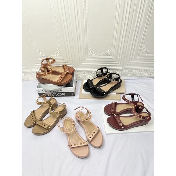 wedges heel wanita terbaru pesta LOUISDEAR wedges sendal tali heel 5 cm stud W5