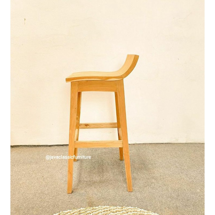 KURSI BAR STOOL CAFE RESTO KAYU JATI SOLID GRADE A DINNING KITCHEN SET FINISHING NATURAL PRODUKSI DARI JEPARA-2