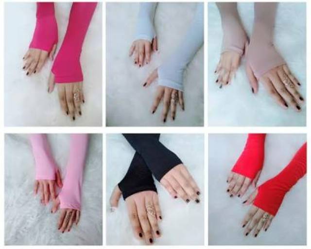 Handsock jempol polos jersey/manset tangan jempol polos Manset hijab