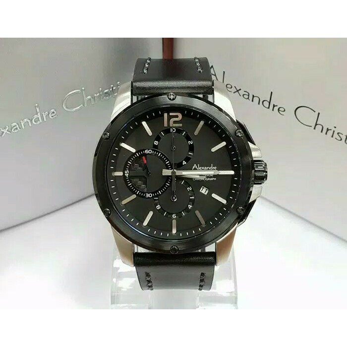 JAM TANGAN PRIA WANITA    ALEXANDRE CHRISTIE AC6486 MC AC 6486 SILVER BLACK RING PRIA JAM TANGAN