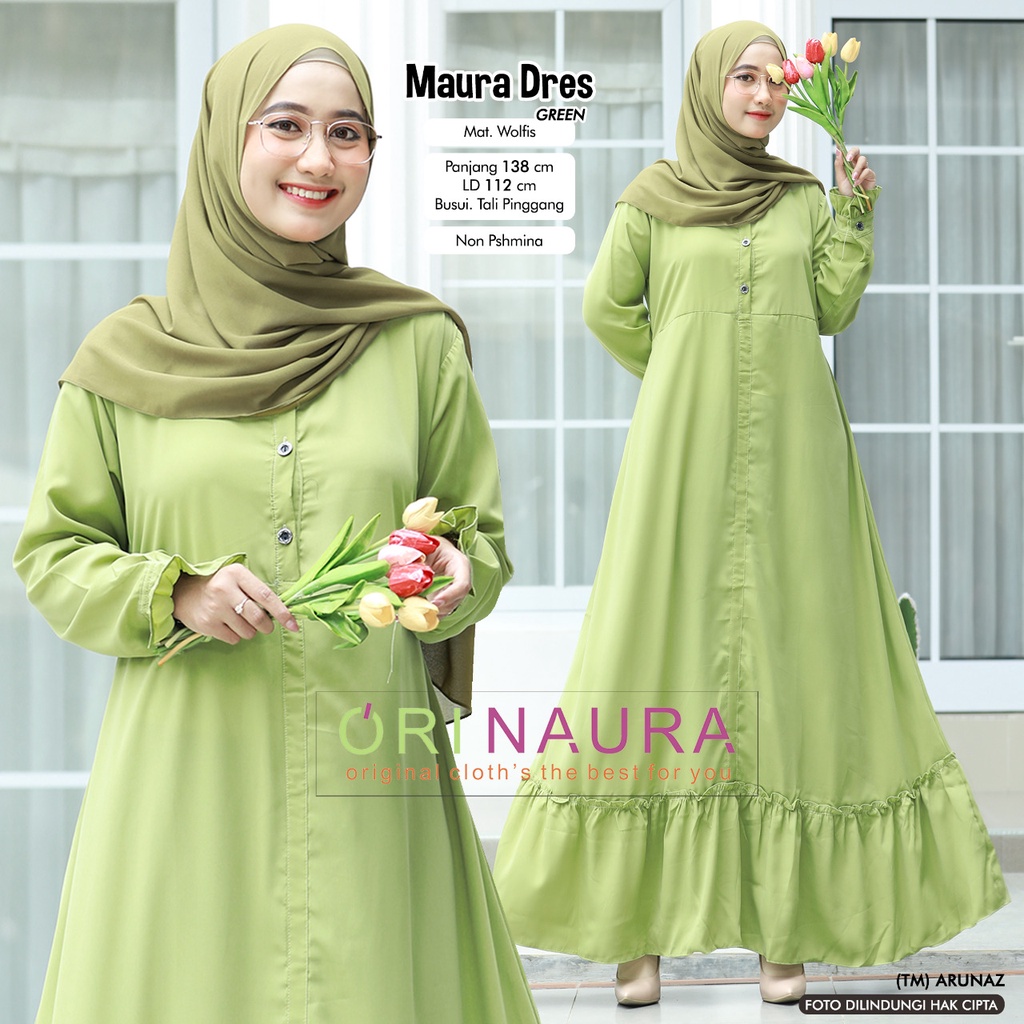 DRESS MAURA ORINAURA GAMIS MUSLIM MAURA BAHAN WOLFIS