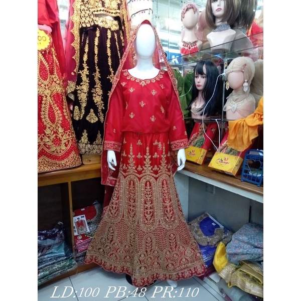 Lehenga Lengha Pernikahan Wedding Bollywood Jodha Akbar muslim lengan panjang siap pakai