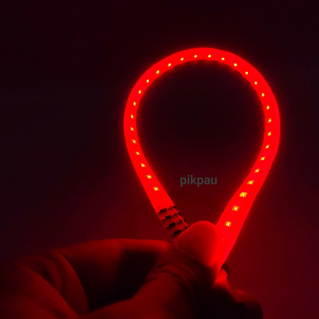 Lampu LED Strobo Strip Fleksibel 30cm Welcome Banyak Warna Waterproof Banyak Mode Warna Merah