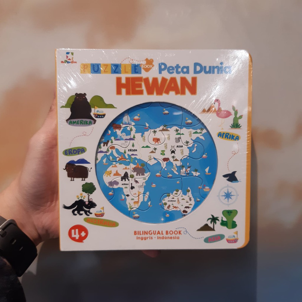 Buku Anak Puzzle Book Peta Dunia: Hewan
