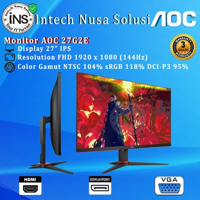 Monitor AOC 27G2E 27" FHD 144Hz 1ms sRGB 118% HDMI VGA DP 3Yr