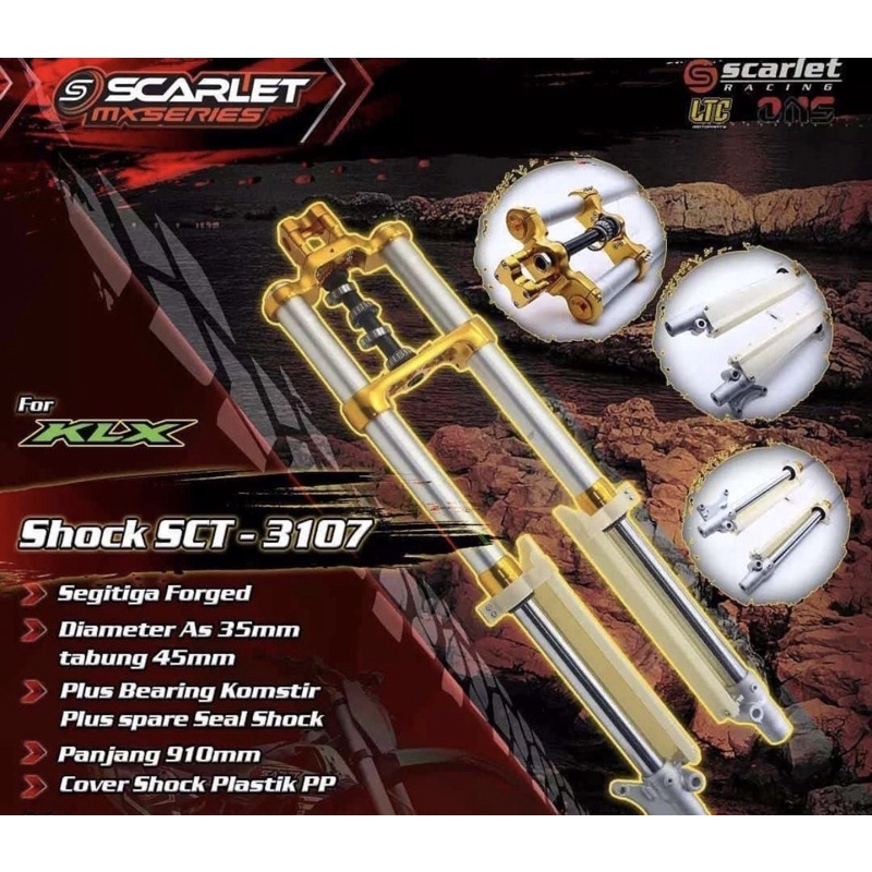 shock depan klx usd scarlet cnc original supermoto / advanture
