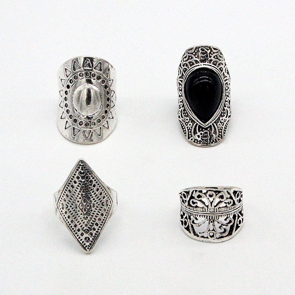 Hu Hu Hu Hu Hu Alat Bantu Pasang Kacamata♡ 4pcs / Set Cincin Fidget Gaya Bohemian Ringan Tahan Lama Untuk Unisex