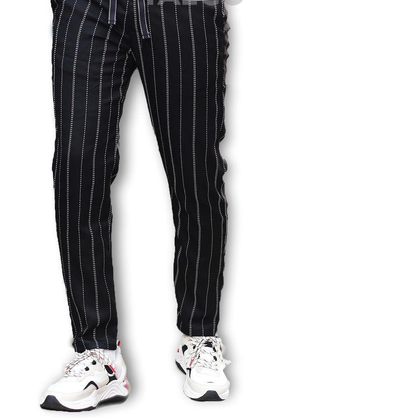 ✥ Taeco Celana tartan salur pria [stripe pants] / celana tartan stripe / celana panjang pria ➨