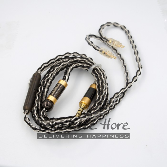 JC Ally JC08 Silver Black - Earphone Upgrade Cable 8 Core with MIC