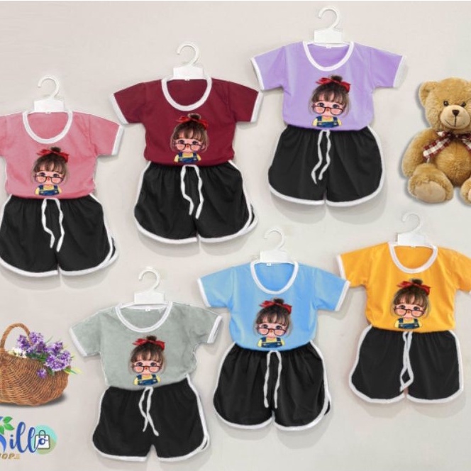 ilook | Setelan baju playful colour anak combi 1 | setelan anak polos | setelan unisex | Set Glasess