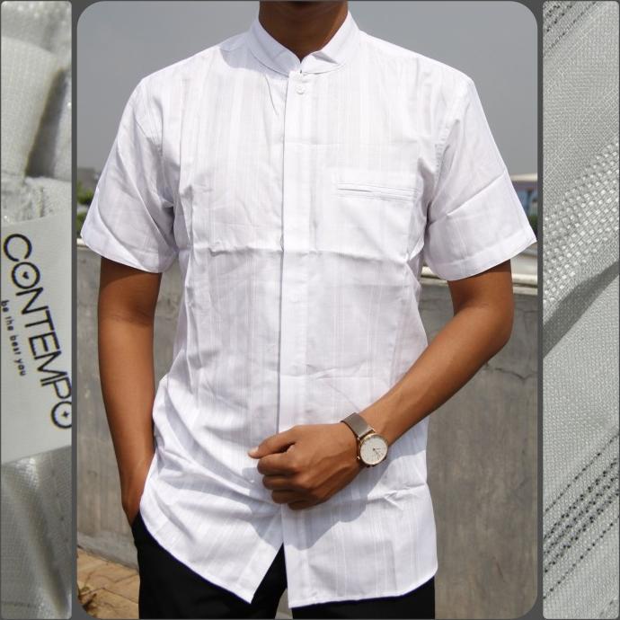 Baju Koko Pria Contempo Lengan Pendek Motif Bordir 08 | Baju Muslim