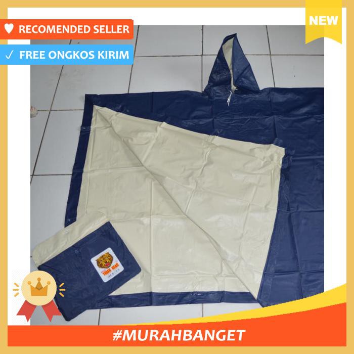 Jas Hujan Ponco Biru Tiger Head