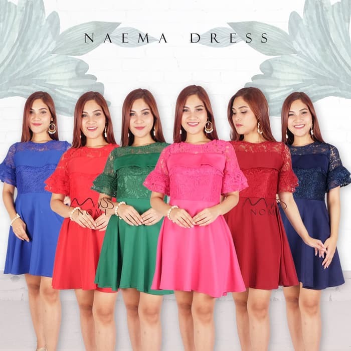 NAEMA dress pesta wanita scuba import / gaun pesta natal wanita scuba