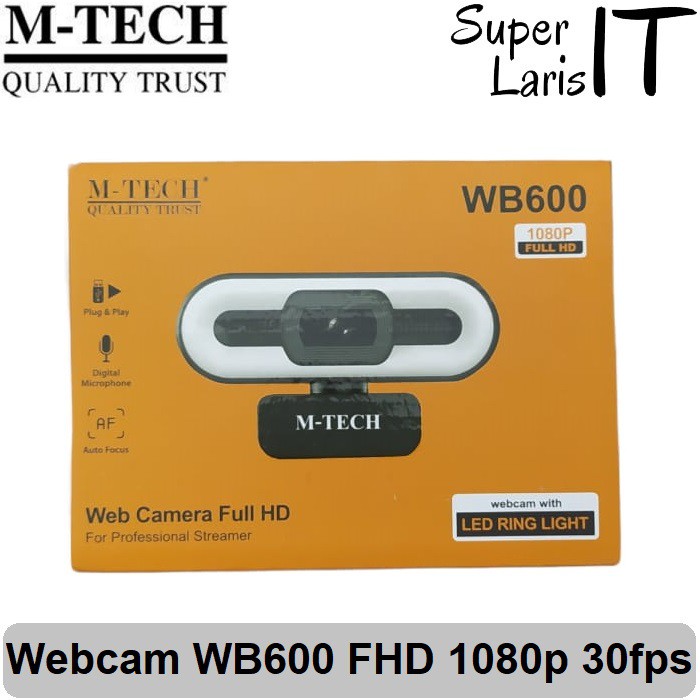 Webcam M-TECH WB600 / WB-600 Web Camera 1080P Full HD With Microphone
