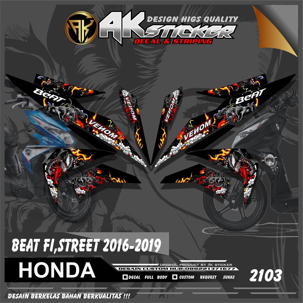 2103 Striping Variasi Semi Full Beat Fi 2016-2019 Striping Beat Street Desain VENOM