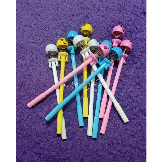 

Spring Doll Pen/ Bolpen kepala Ballpoint Karakter emoticon warna Lucu Murah