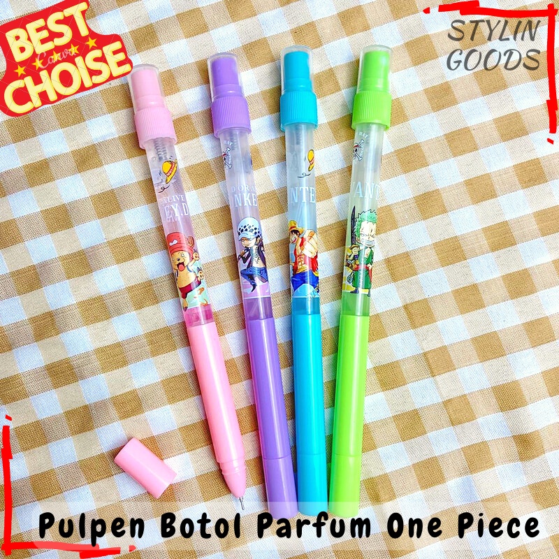 PULPEN BOTOL PARFUM ONE PIECE PEN BOTOL SPRAY LUCU ANIME ONE PIECE BOLPEN UNIK BOTOL PARFUM PENA GEL