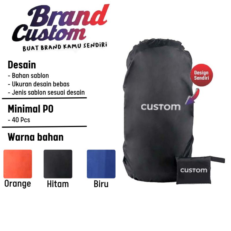 Rain Cover Tas Rassel Tracking Custom Logo 165