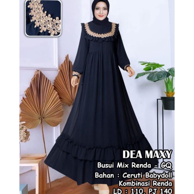 Dea Maxy Baju Pakaian Fashion muslim Wanita Gamis Perempuan Remaja Dewasa Orang Tua Kekinian Dress C