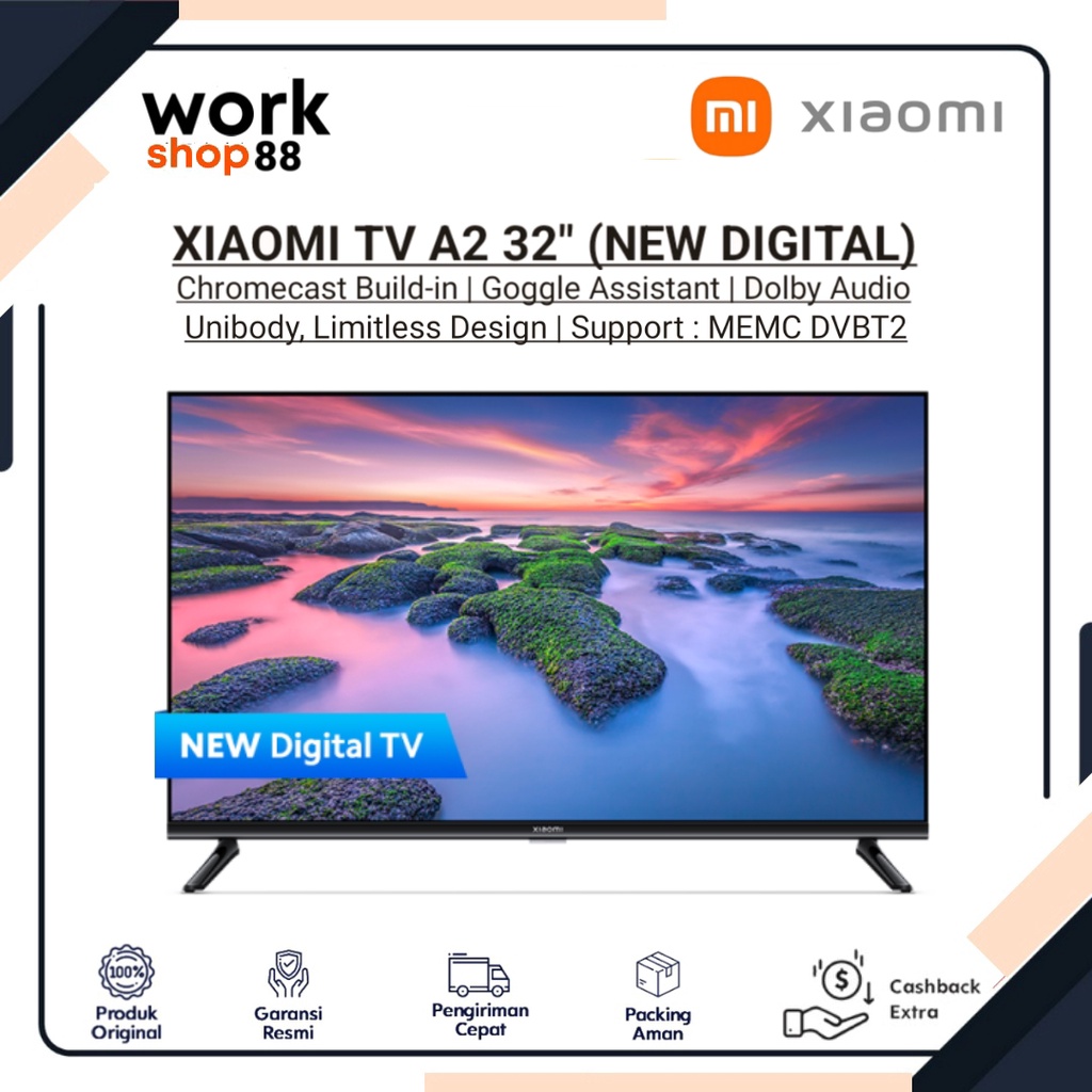 Produk Baru - Xiaomi TV A2 32" - New MEMC DVBT2 Digital - Garansi Resmi Nasional 54 Bulan Original -