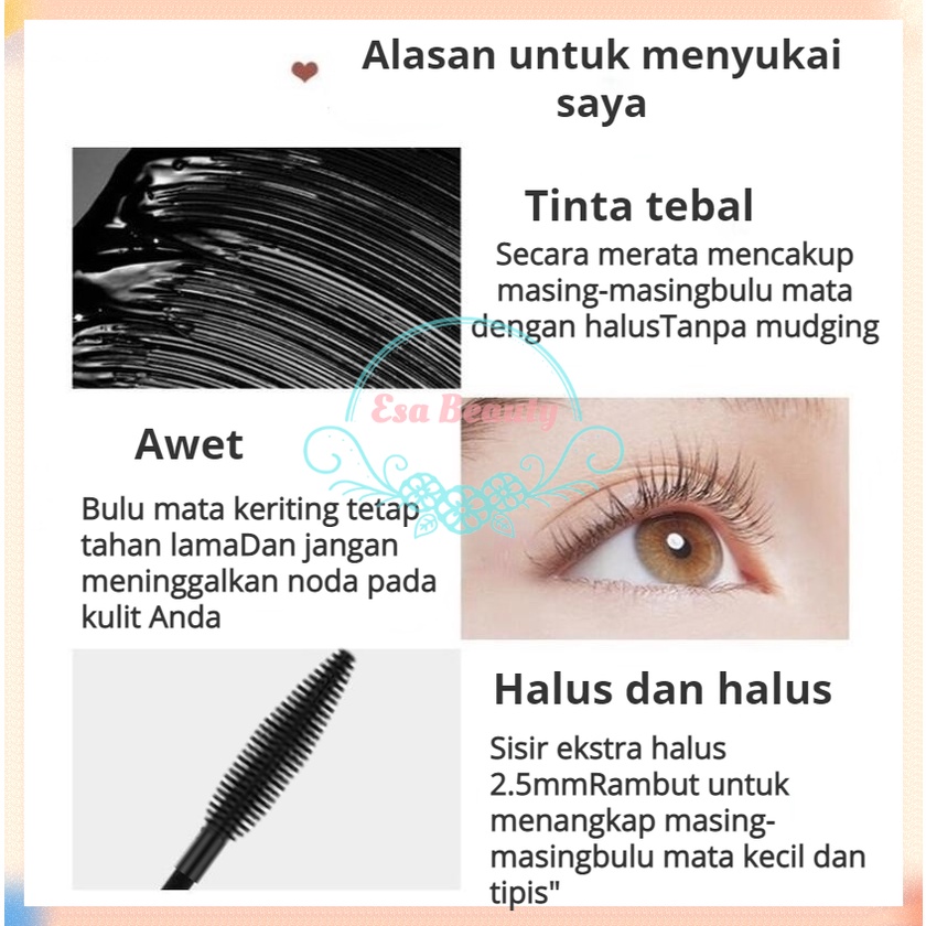 COCO MAMA Maskara Waterproof Long Lasting Bulu Mata/ Eyelash EXTENSION Mascara/ 3D Black Curl Waterproof Eyelash  Long Lasting Thick Lengthening Eyelash