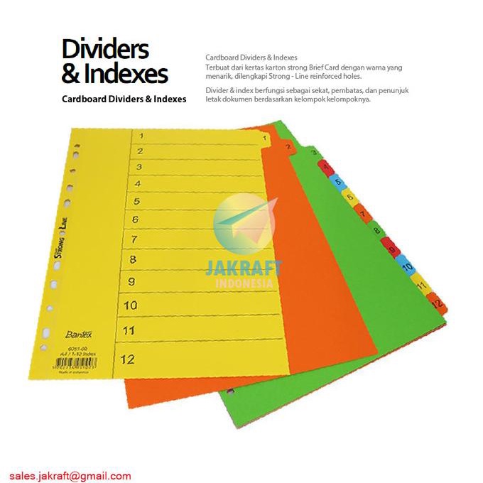 

Divider Pembatas Kertas Binder Ordner 6051 1-12 Index A4 BANTEX Isi 12