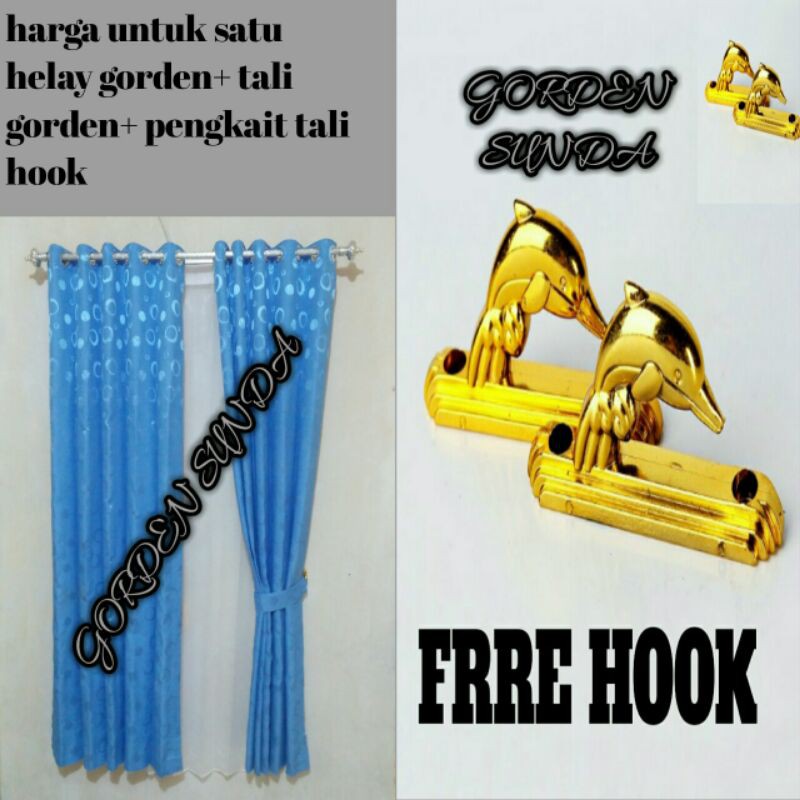 Gorden jendela minimalis motif fulkadot warna biru muda