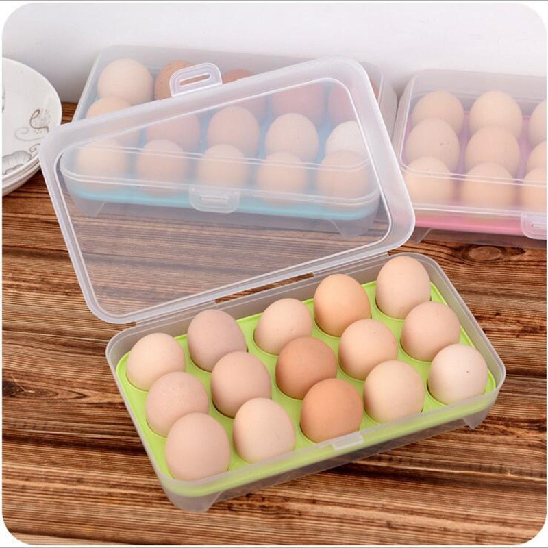 Topprice Box Telur 15 Sekat Portable / Kotak Penyimpanan Telur/ Tempat Rak Serbaguna COD U88