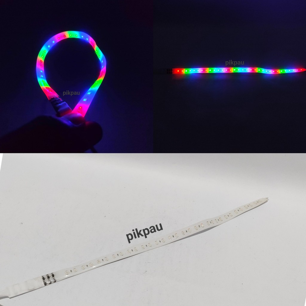 Lampu LED Strobo Strip Fleksibel 30cm Welcome Banyak Warna Waterproof Banyak Mode Warna Rainbow