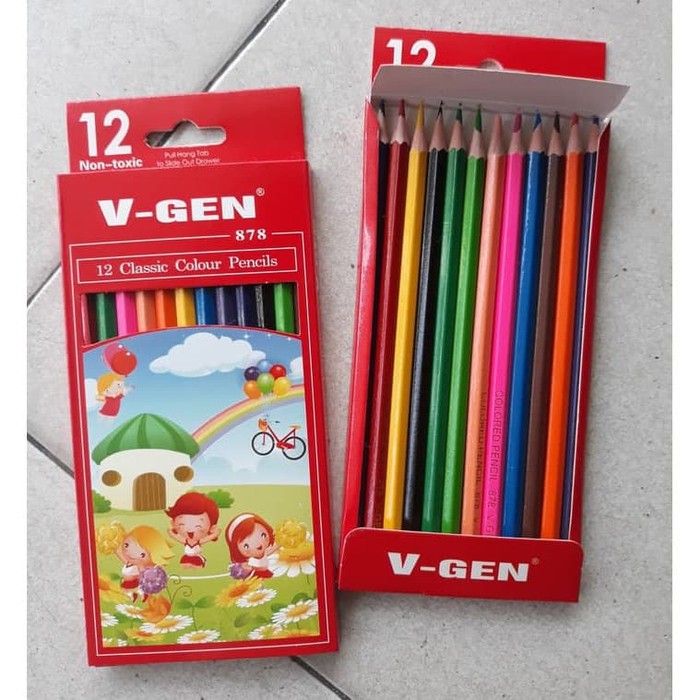 

Pensil mewarnai panjang (17.5cm) 12 warna V-GEN 878