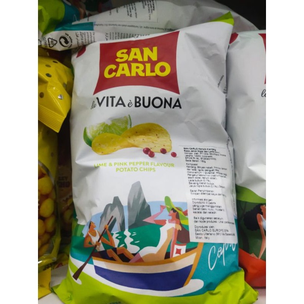 

SNACK IMPORT SAN CARLO VITA BUONA LIME &PINK PEPPER FLAVOUR POTATO CHIPS