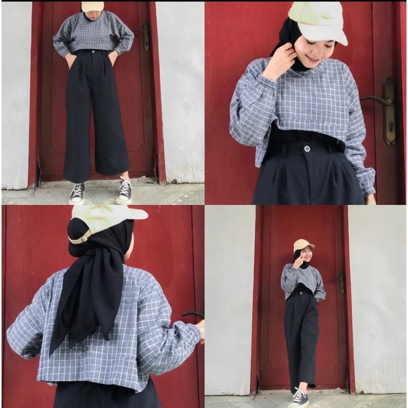 BEATRICE CROPTY GRID KOREAN OVERSIZE // BECHARA CROPTY