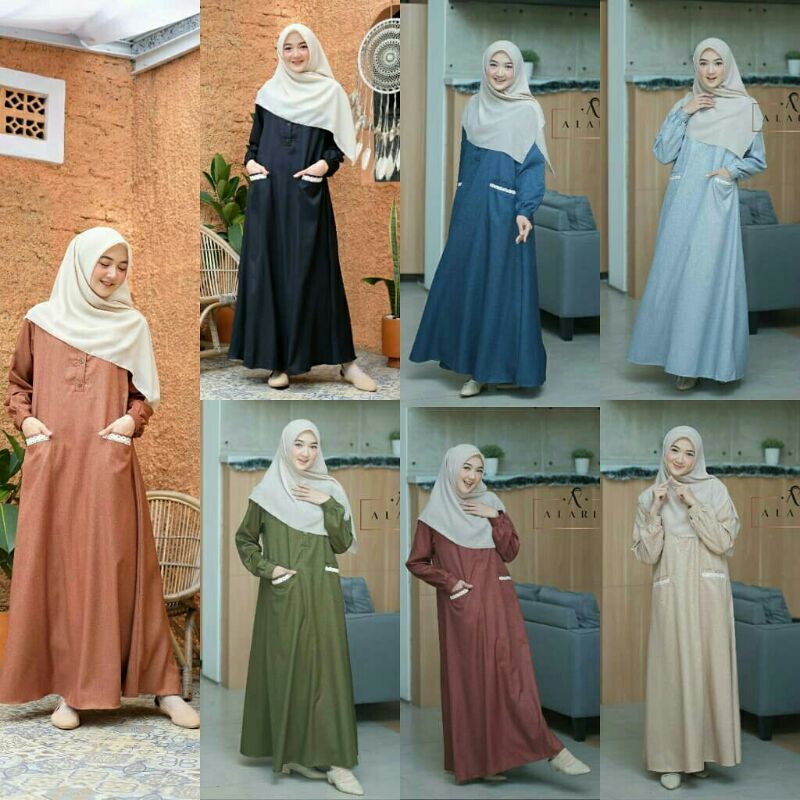 Alaris Gamis/Yasmin Dress/Gamis katun/Gamis modis/Gamis casual/Baju muslim/Baju muslim terbaru
