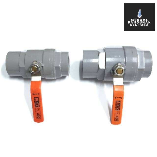 Ball Valve PVC Blitz 1-1/4&quot; Gagang Stainless / Ballvalve Stop Kran