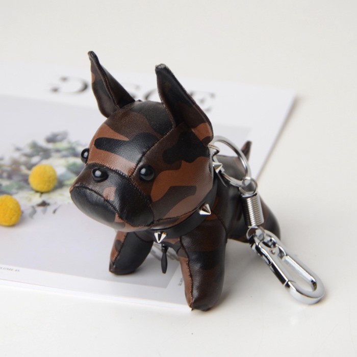 

Wfditacioya Cute Animal Dog Key Chain Pu Leather Bulldog Keychain Charm Bag Car