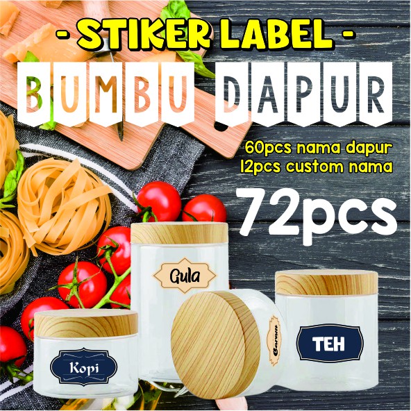 

[72pcs] Stiker Label Bumbu Dapur Vinyl Waterproof