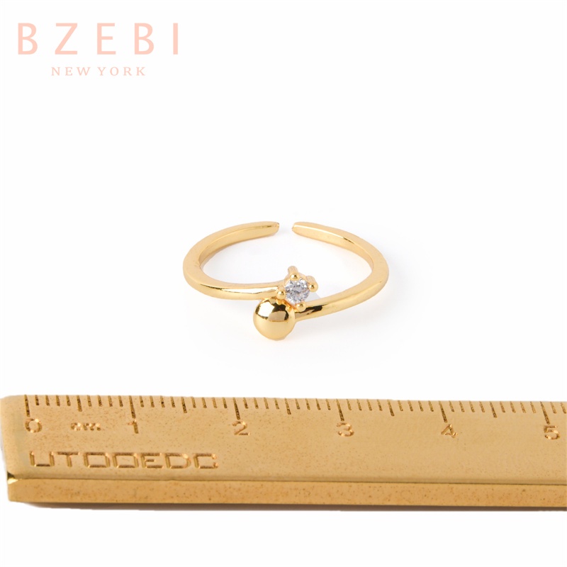 Bzebi Cincin Emas 18k Model Terbuka Anti Karat Gaya Korea Dengan Kotak 1034r Untuk Wanita